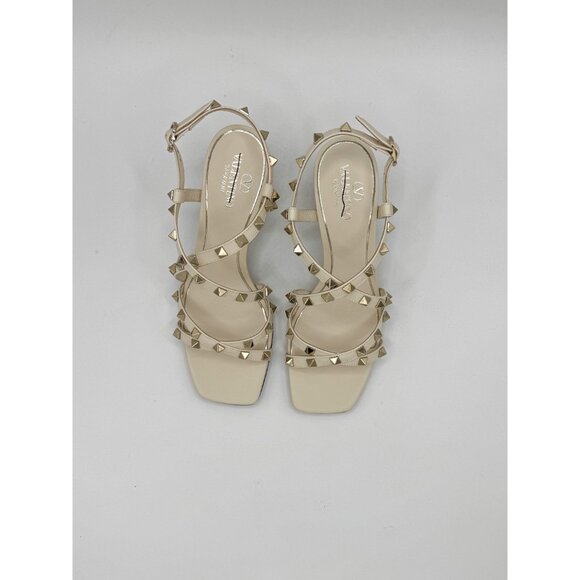 Valentino Garavani Cream Leather Rockstud Sandals 60 - Picture 3 of 15